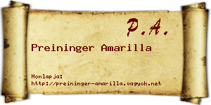 Preininger Amarilla névjegykártya